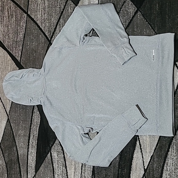 ADIDAS CLIMAWARM EMBROIDERED LOGO FLEECE THUMB-HOLE SLEEVE SWEATSHIRT HOODIE - Picture 9 of 12